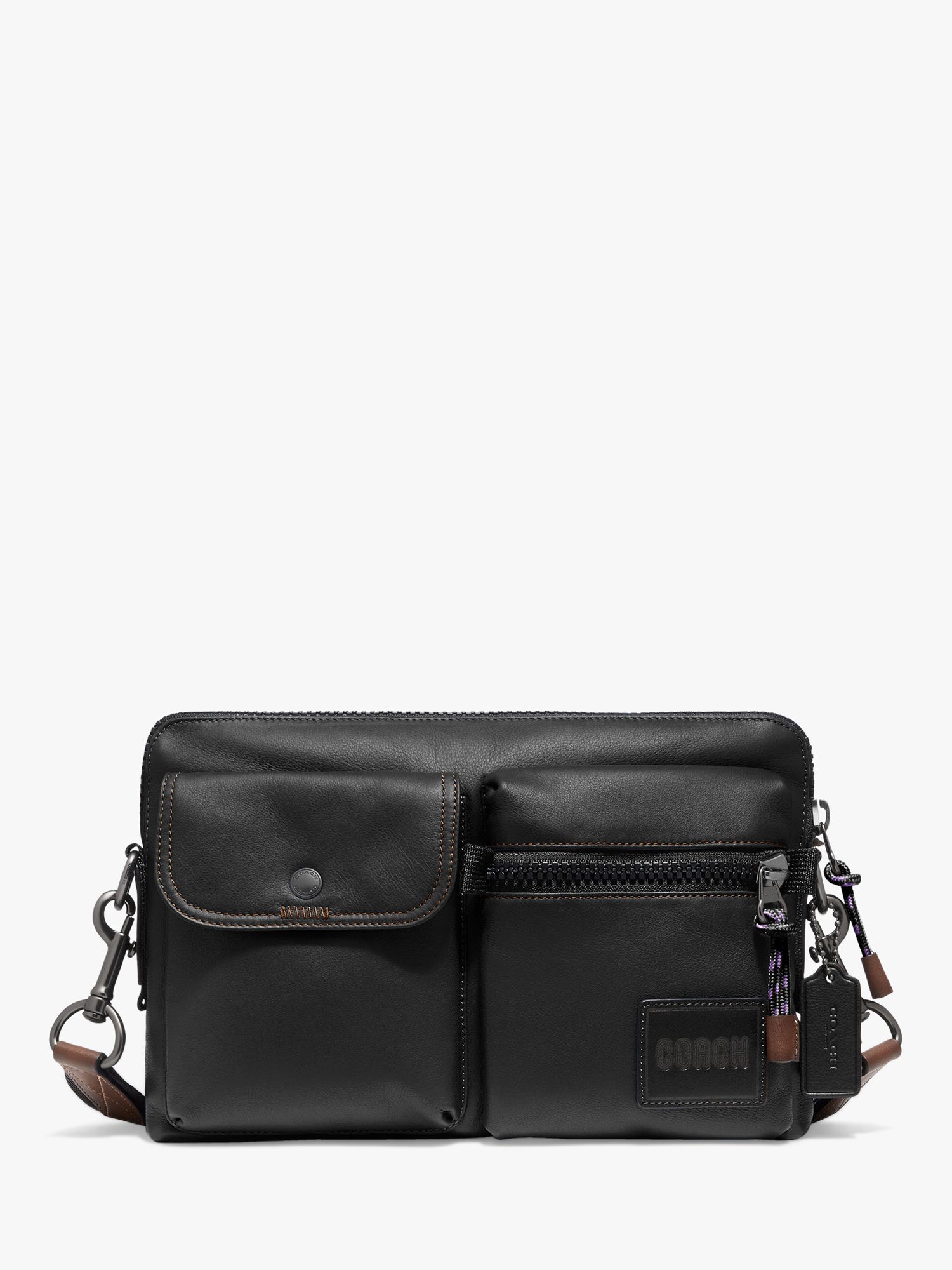 Coach Pacer Leather Cross Body Bag, Black at John Lewis & Partners