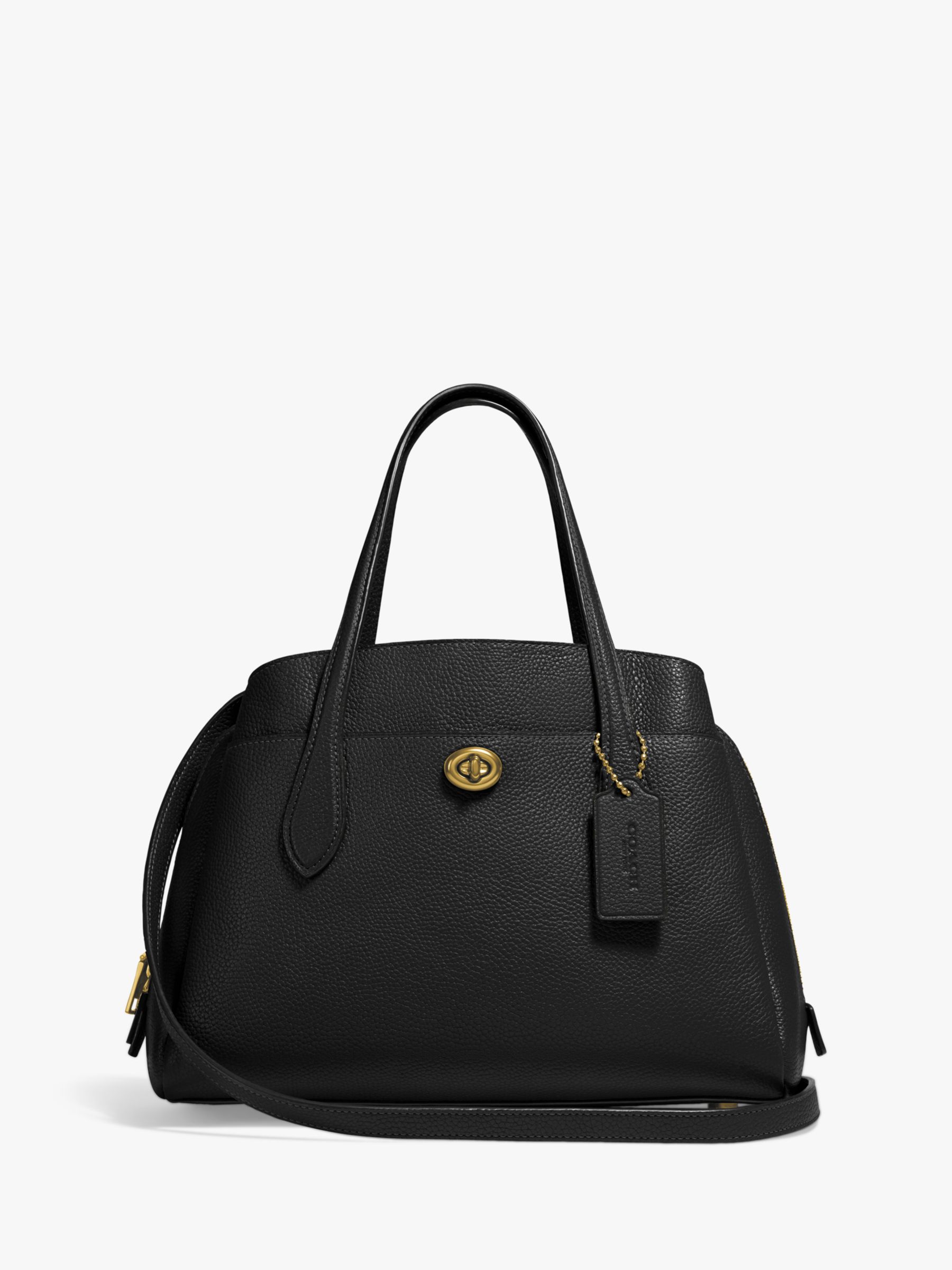Coach Lora 30 Leather Carryall Tote Bag, Black at John Lewis & Partners