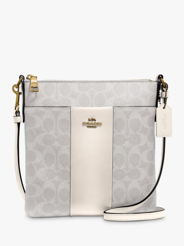 Coach Kitt Signature Jacquard Cross Body Bag Chalk