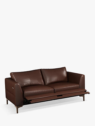 John Lewis Belgrave Motion Medium 2 Seater Leather Sofa with Footrest Mechanism, Dark Leg