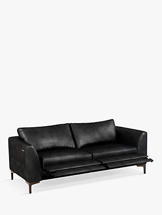 John Lewis & Partners Belgrave Motion Large 3 Seater Leather Sofa with Footrest Mechanism, Dark Leg