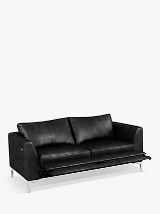 John Lewis & Partners Belgrave Motion Medium 2 Seater Leather Sofa with Footrest Mechanism, Metal Leg