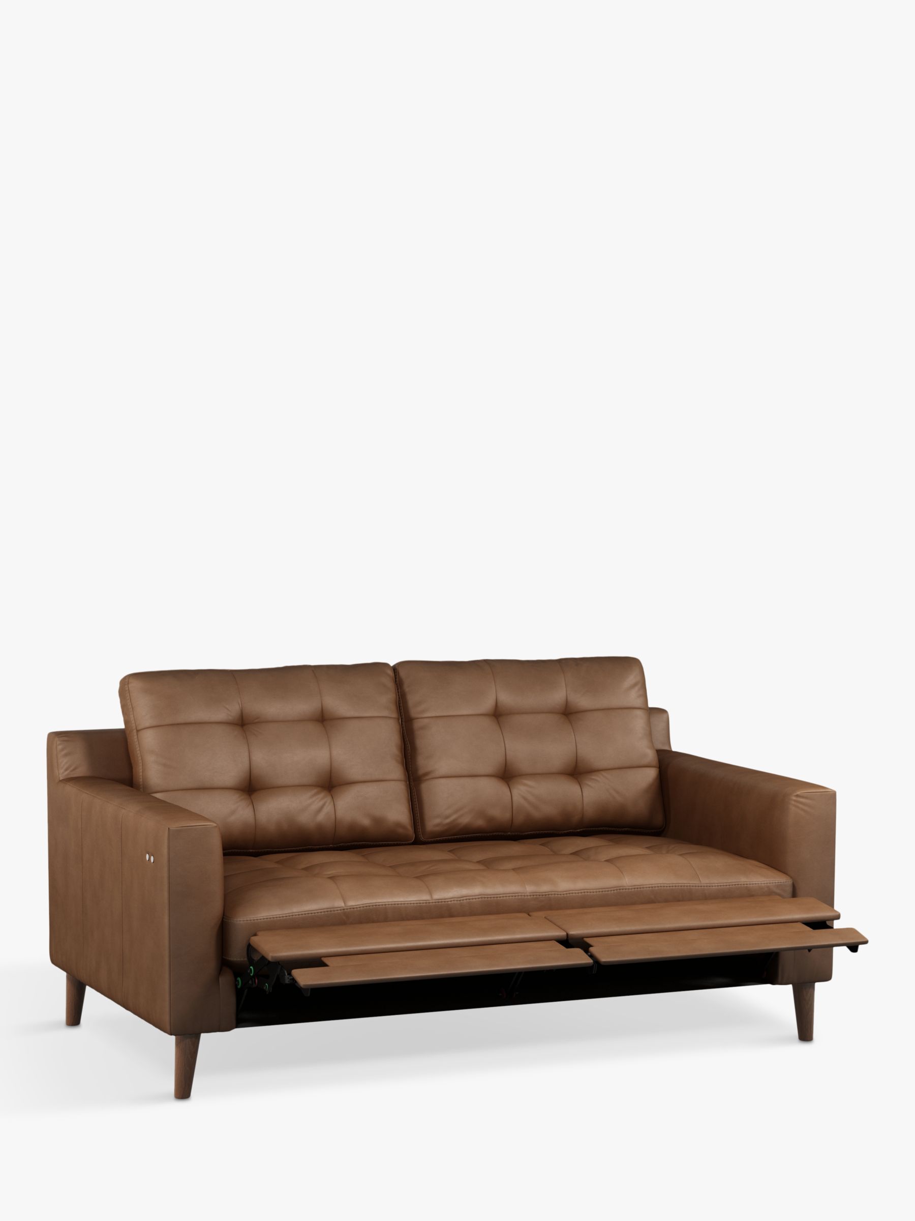 Photo of John lewis draper motion medium 2 seater leather sofa with footrest mechanism dark leg