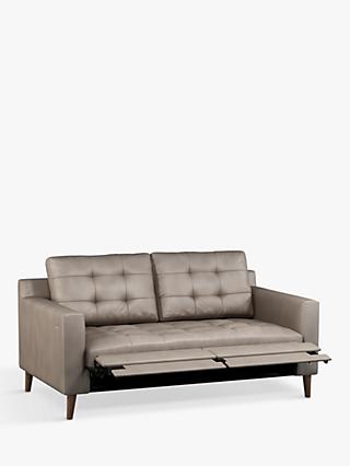 John Lewis Draper Motion Medium 2 Seater Leather Sofa with Footrest Mechanism, Dark Leg