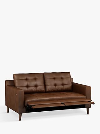 John Lewis Draper Motion Medium 2 Seater Leather Sofa with Footrest Mechanism, Dark Leg