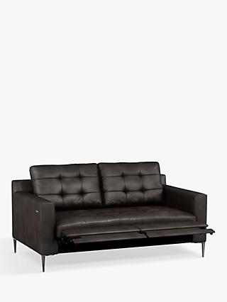 John Lewis Draper Motion Medium 2 Seater Leather Sofa with Footrest Mechanism, Metal Leg