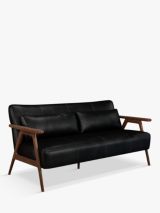 John Lewis Hendricks Medium 2 Seater Leather Sofa, Dark Wood Frame