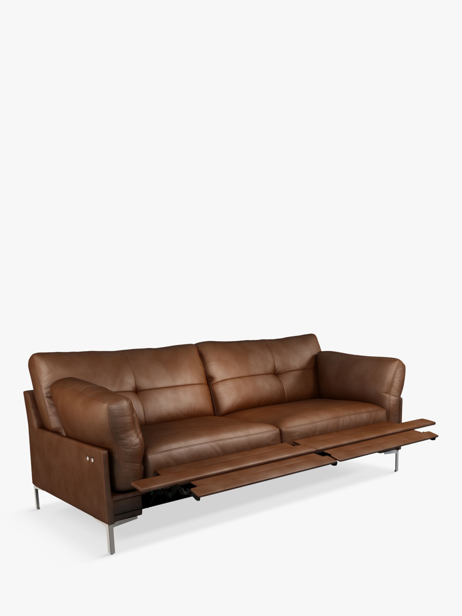 Photo of John lewis java ii motion large 3 seater leather sofa with footrest mechanism metal leg