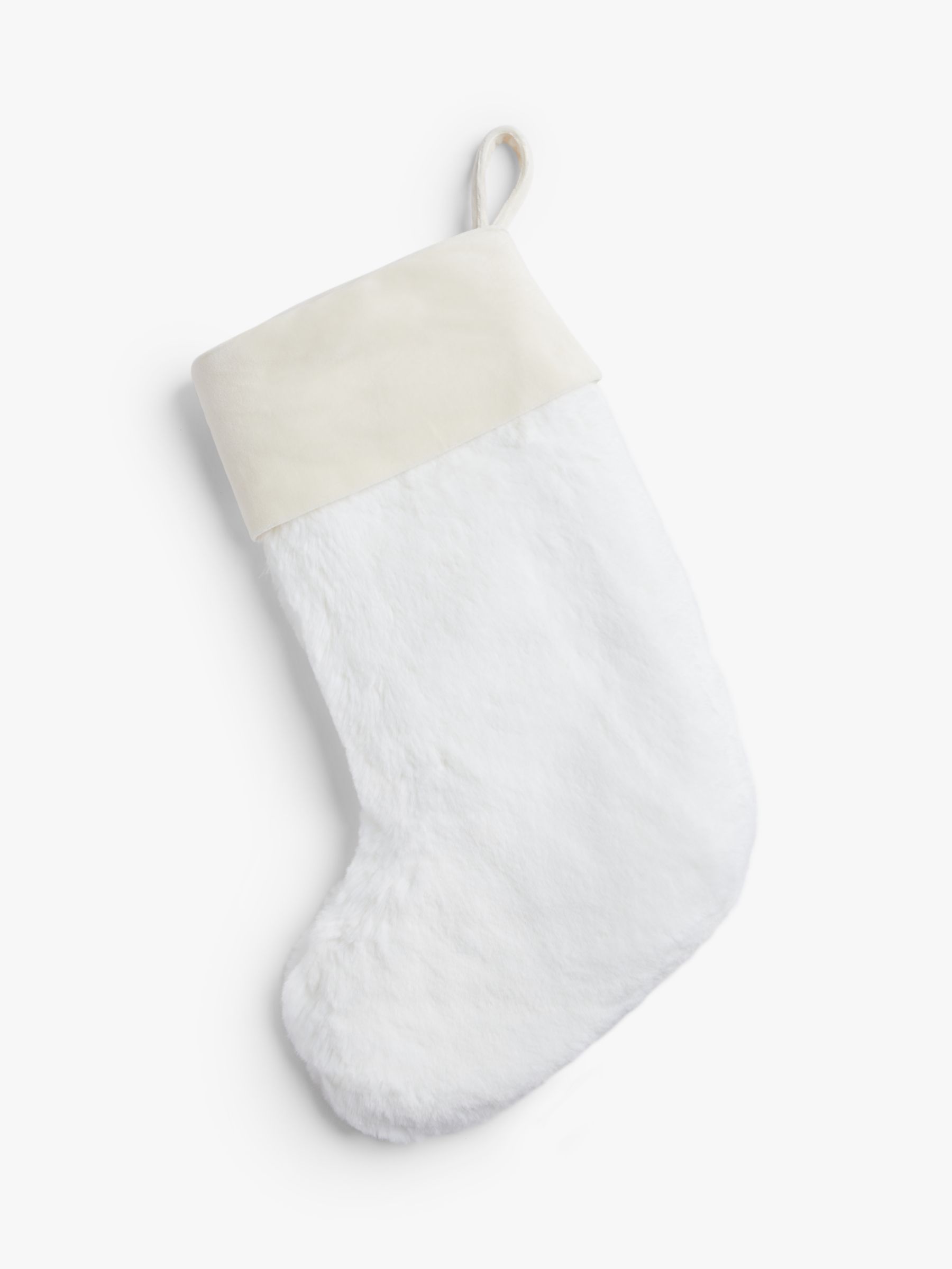 John Lewis & Partners Faux Fur Christmas Stocking, White