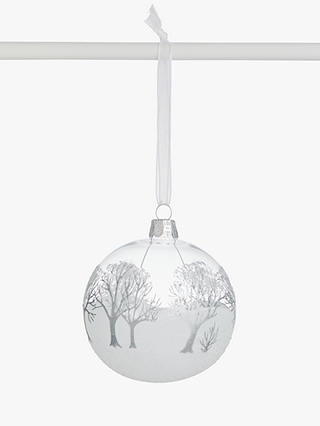John Lewis & Partners Impressionism Frosted Tree Scene Bauble, White / Green