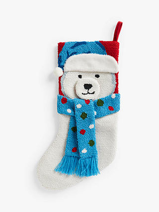 John Lewis & Partners Boucle Polar Bear Christmas Stocking, Multi