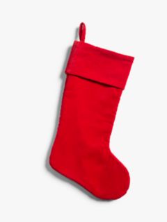 John Lewis & Partners Ribbed Velvet Christmas Stocking, Red