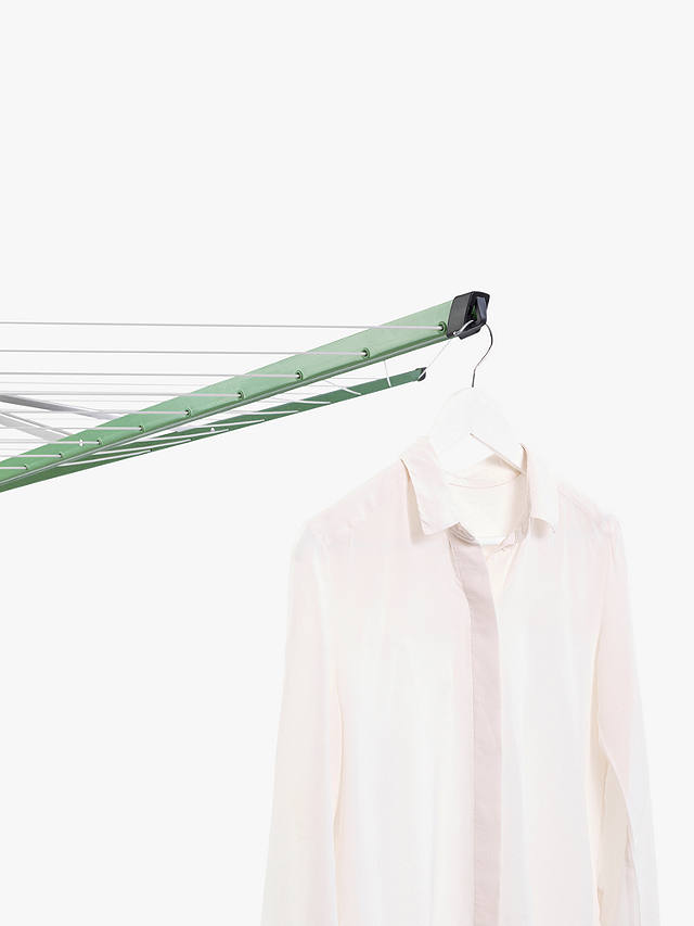 Brabantia Topspinner Rotary Clothes Outdoor Airer Washing Line with Ground Spike, 50m, Leaf Green