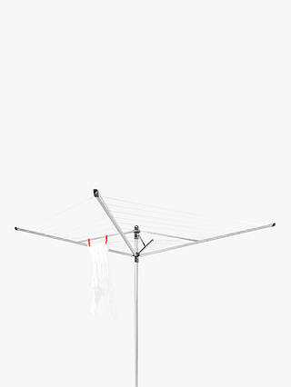 Brabantia Lift-O-Matic Rotary Clothes Outdoor Airer Washing Line with Ground Spike and Cover, 50m, Metallic Grey