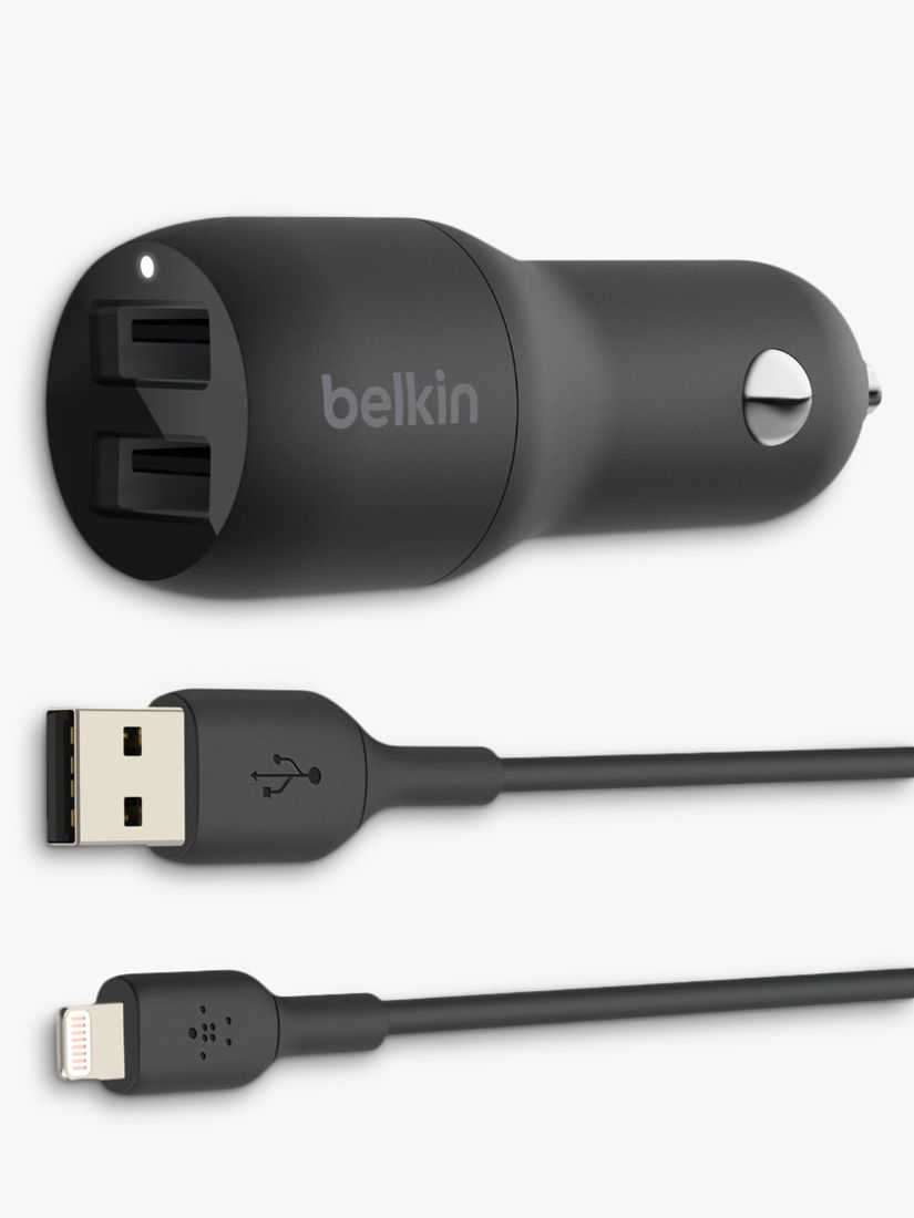 Belkin Dual Usb Car Charger With Usb A To Lightning Cable 1m At John