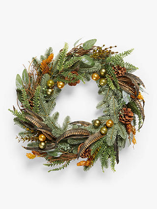 John Lewis & Partners Bloomsbury Faux Pheasant Feather Wreath