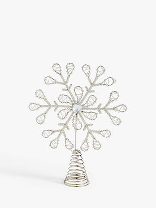 John Lewis & Partners Impressionism Snowflake Beaded Tree Topper, White