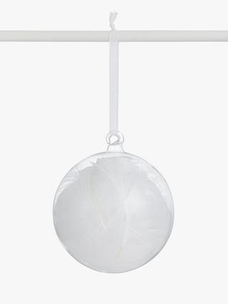 John Lewis & Partners Impressionism Feather Filled Bauble, White