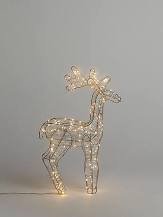 John Lewis & Partners Reindeer LED Lit Figure, White, Small