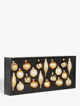 John Lewis & Partners Art Nouveau Assorted Decorated Baubles, Box of 20, Gold