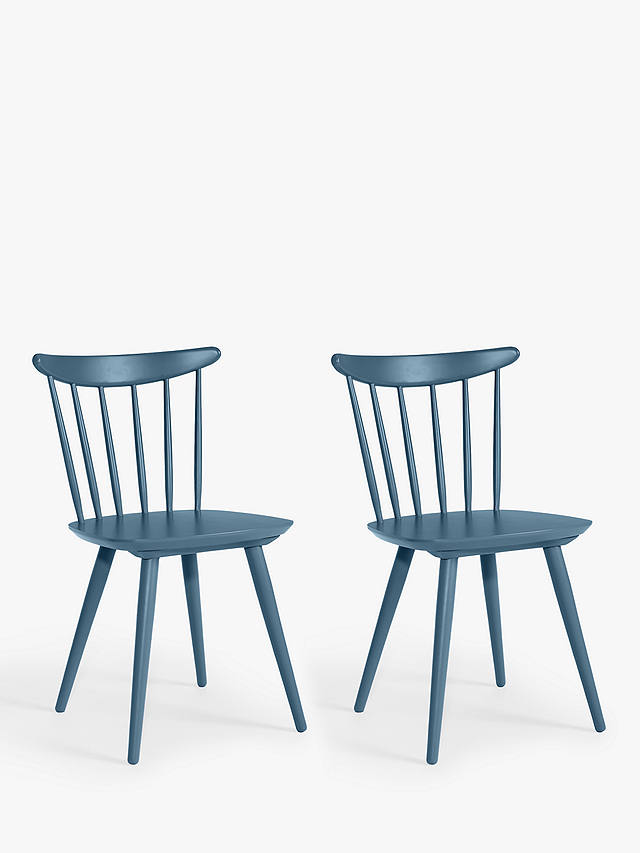 ANYDAY John Lewis & Partners Spindle Dining Chair, Set of 2, Blue, FSC-Certified (Beech Wood)