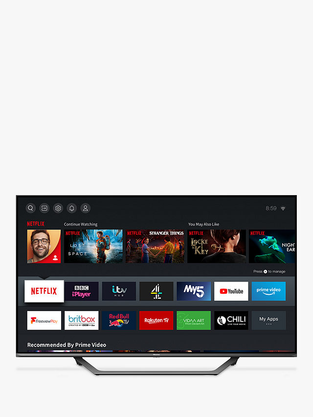 Hisense 50A7500FTUK (2020) LED HDR 4K Ultra HD Smart TV, 50 inch with Freeview Play, Black / Silver