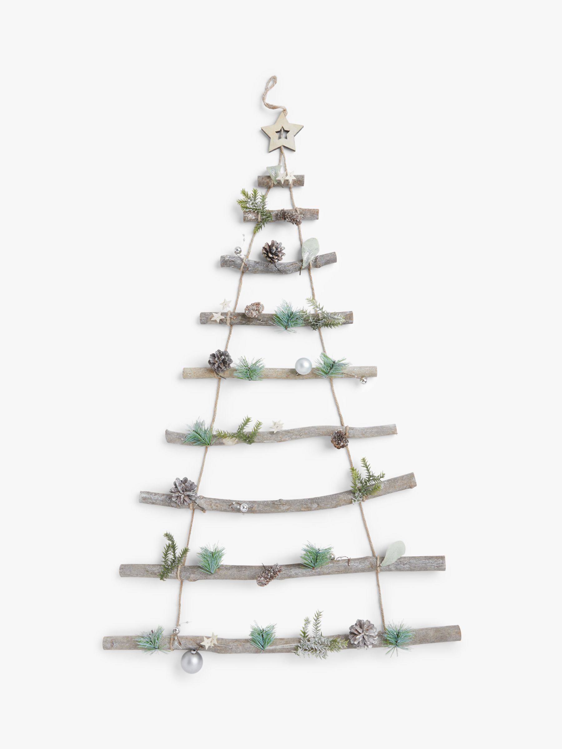 John Lewis & Partners Impressionism Wooden Ladder with Pine Cones Wall ...