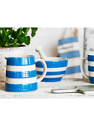 Cornishware Striped Milk Jug, 280ml, Blue/White