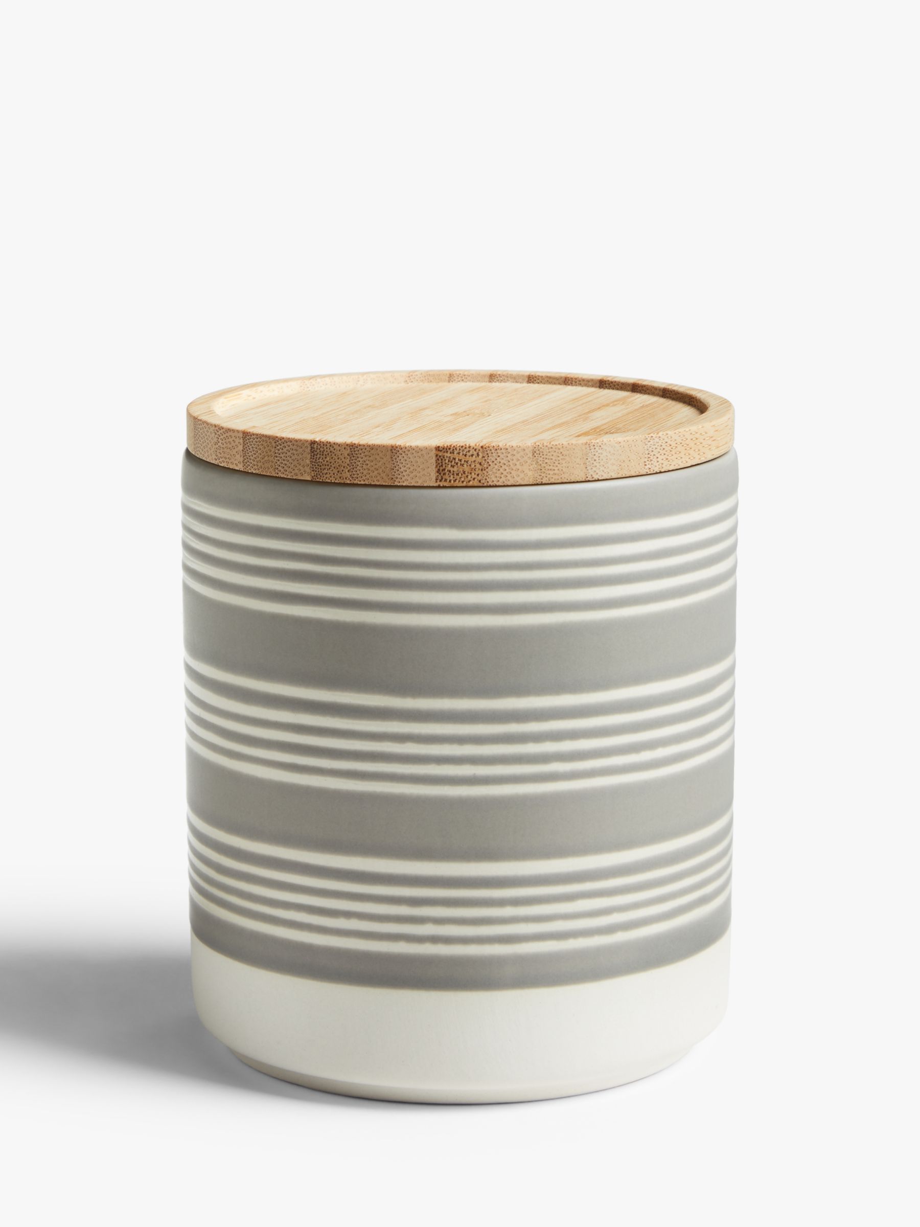 John Lewis & Partners Dipped Striped Ceramic Storage Jar & Bamboo Lid ...