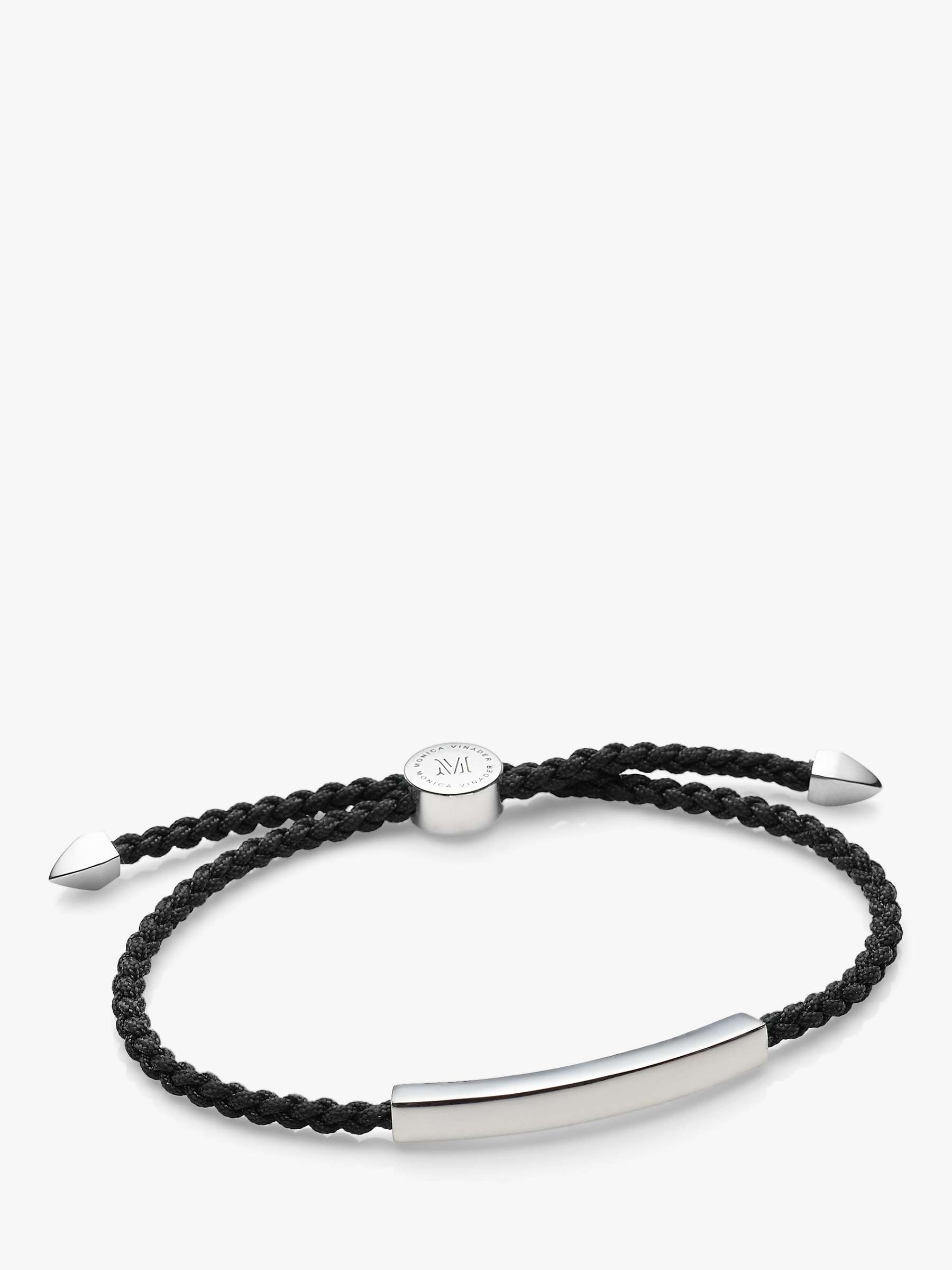 Buy Monica Vinader Men's Linear Friendship Bracelet, Silver/Black Online at johnlewis.com