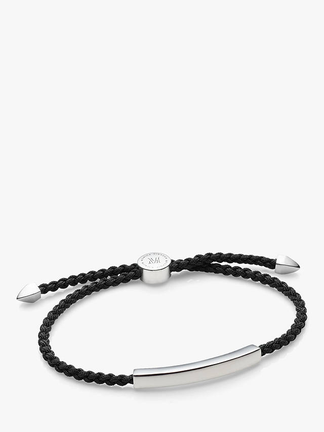 Monica Vinader Men's Linear Friendship Bracelet, Silver/Black