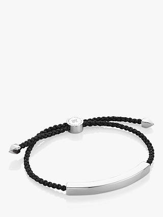 Monica Vinader Men's Linear Large Friendship Bracelet, Silver/Black