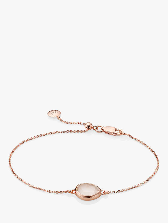 Monica Vinader Siren Fine Chain Bracelet, Rose Gold/Rose Quartz
