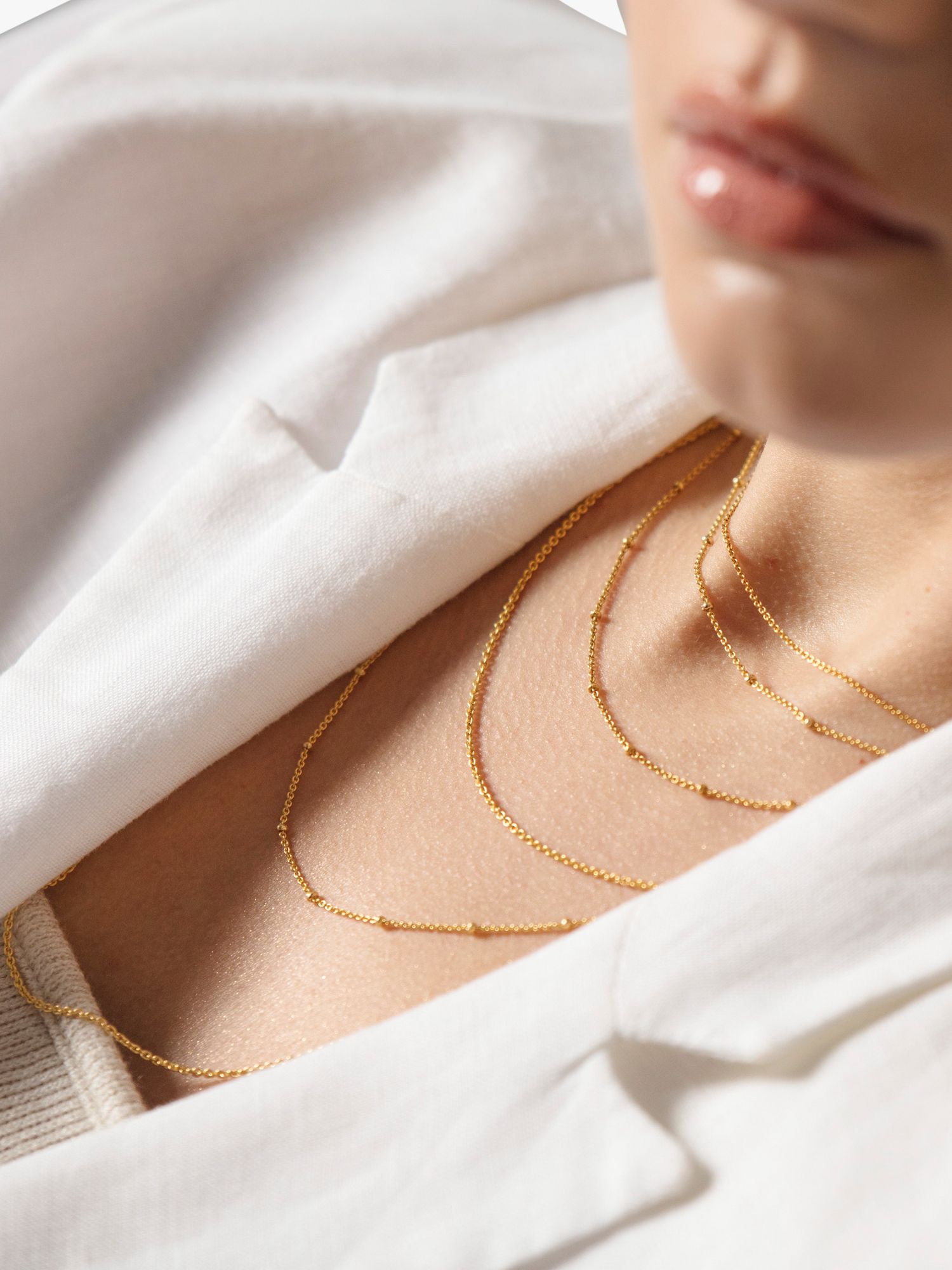 Monica Vinader Long Fine Chain Necklace, Gold at John Lewis & Partners