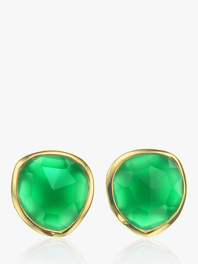 Monica Vinader Siren Stud Earrings, Gold/Green Onyx