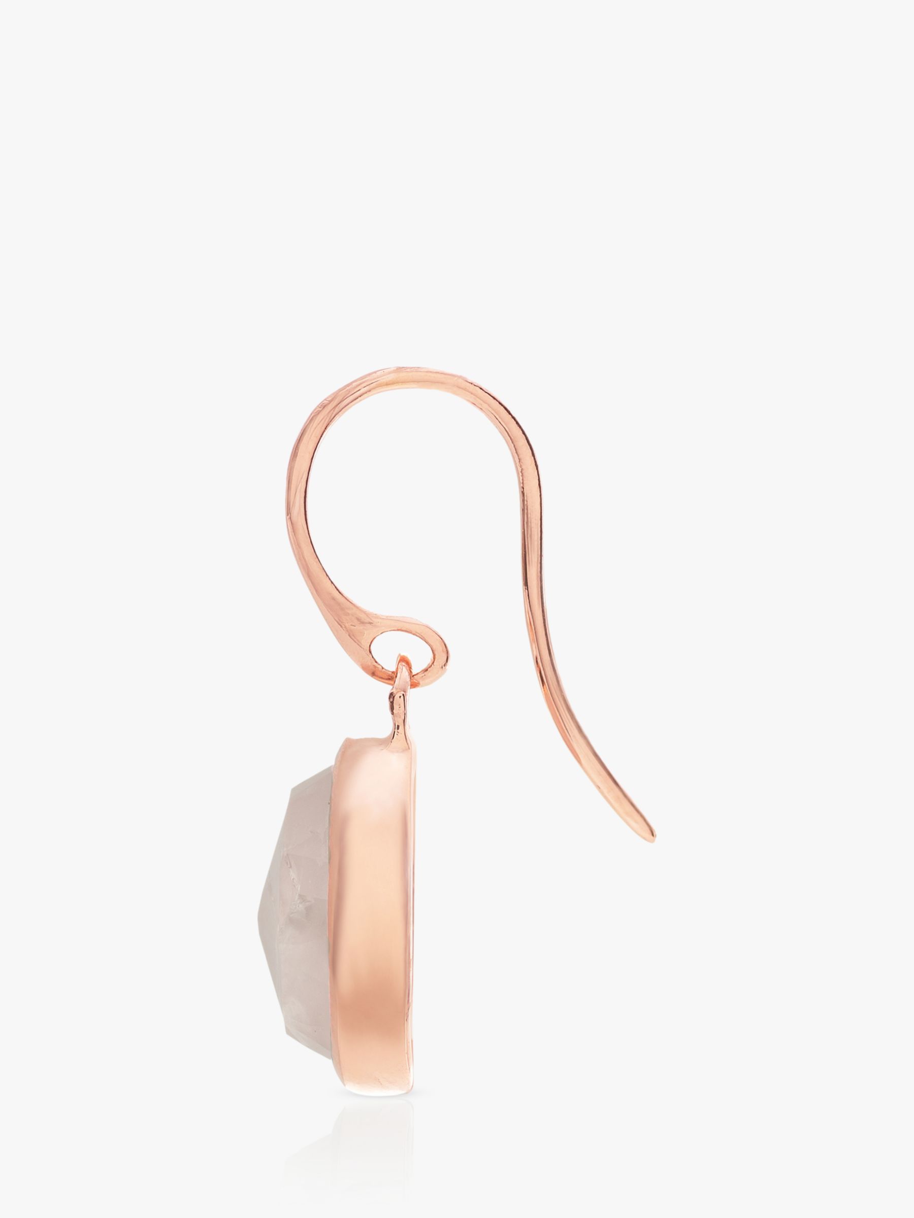 Monica Vinader Siren Wire Drop Earrings, Rose Gold/Pink Quartz