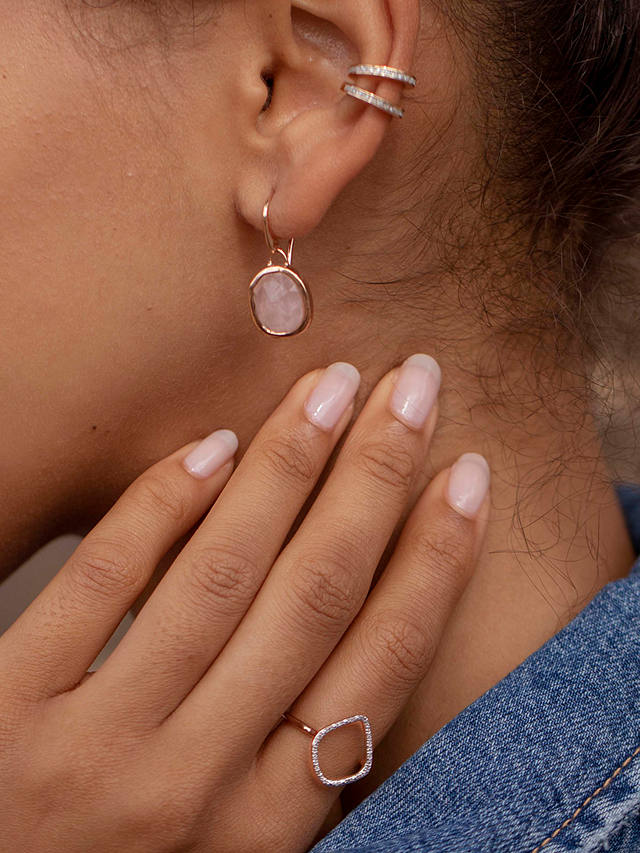 Monica Vinader Siren Wire Drop Earrings, Rose Gold/Pink Quartz 