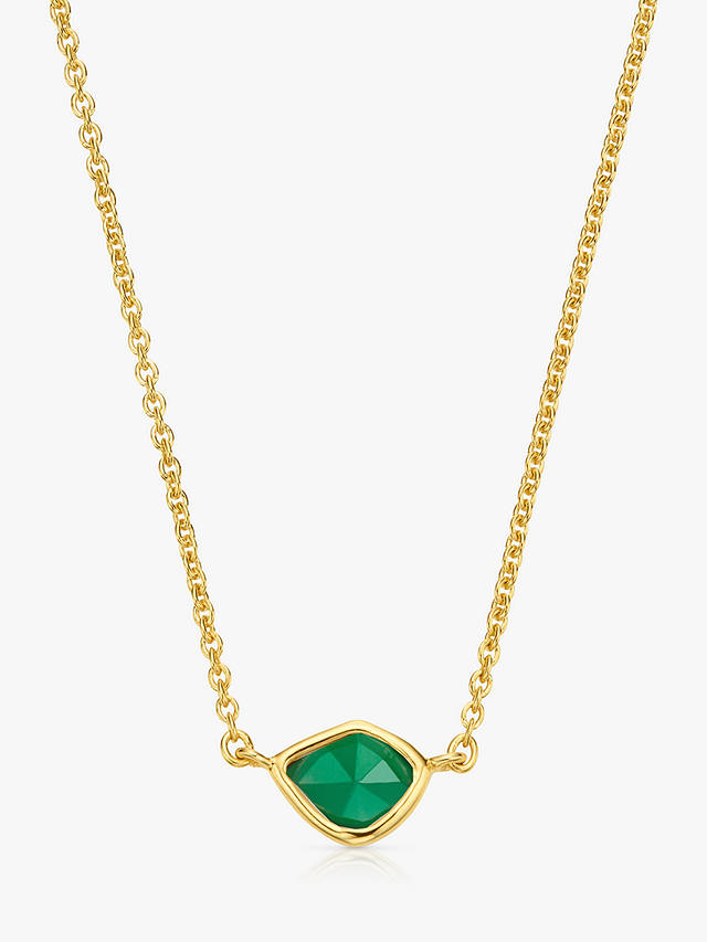 Monica Vinader Siren Mini Nugget Chain Necklace, Gold/Green Onyx