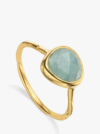 Monica Vinader Siren Aquamarine Stacking Ring, Gold/Blue