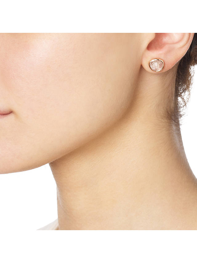 Monica Vinader Siren Stud Earrings, Rose Gold/Rose Quartz