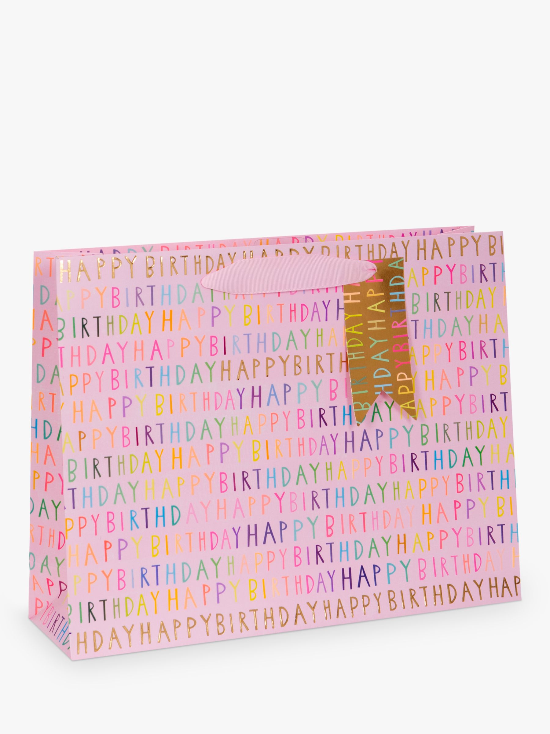 Paper Salad Pink Happy Birthday Gift Bag at John Lewis ...