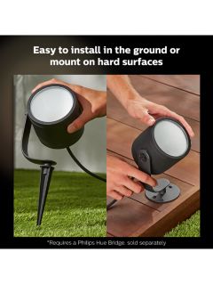 Philips Hue White and Colour Ambiance Lily LED XL Smart Outdoor Spotlight Extension, Black
