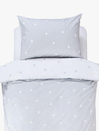 Great Little Trading Co Stardust Reversible Duvet Cover and Pillowcase Set, Single, Grey