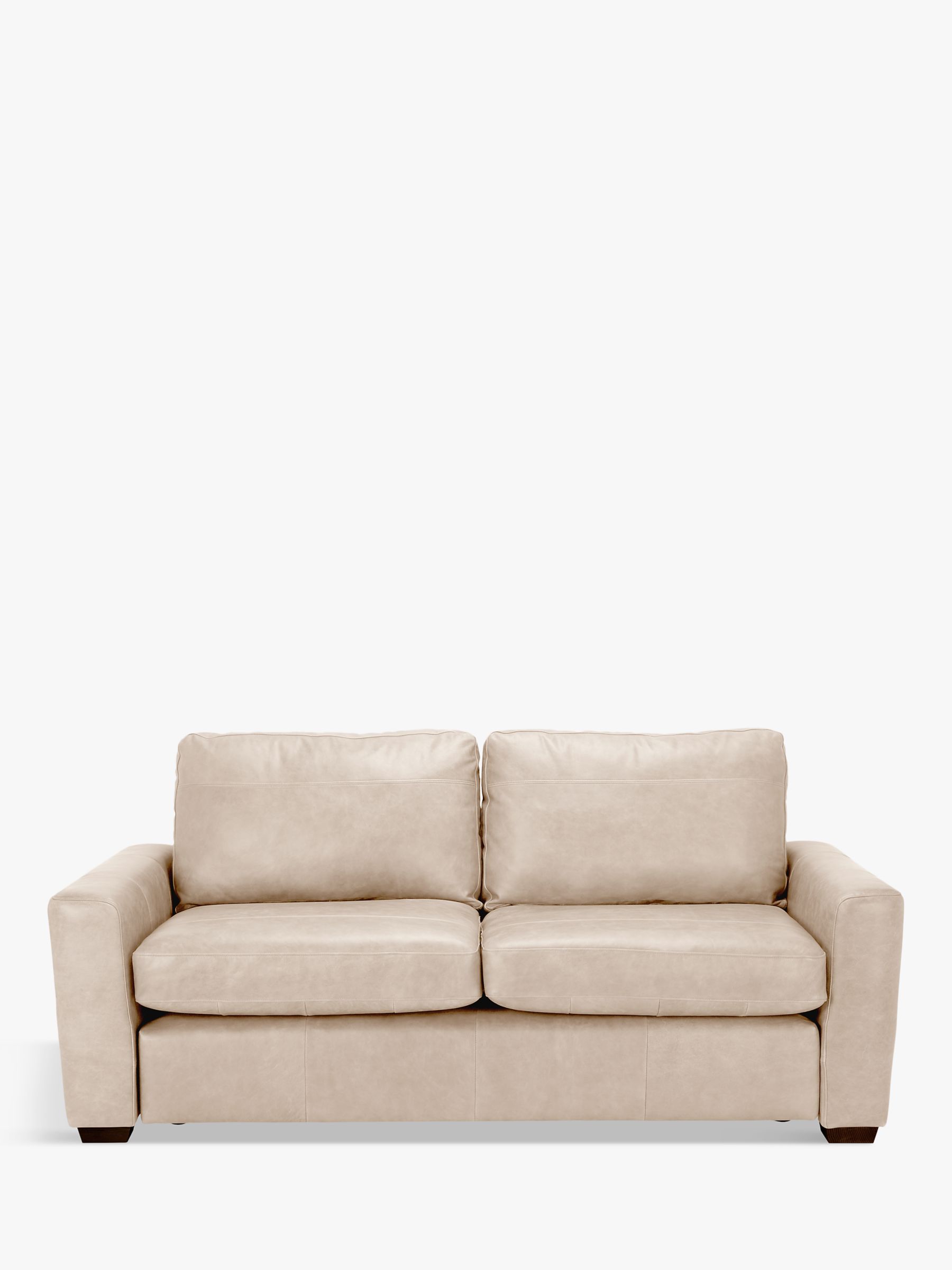 Oliver Range, John Lewis Oliver Large 3 Seater Leather Sofa, Dark Leg, Nature Putty