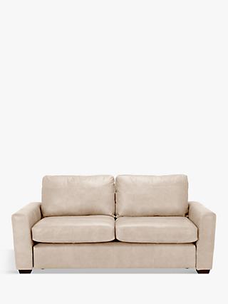 Oliver Range, John Lewis Oliver Large 3 Seater Leather Sofa, Dark Leg, Nature Putty