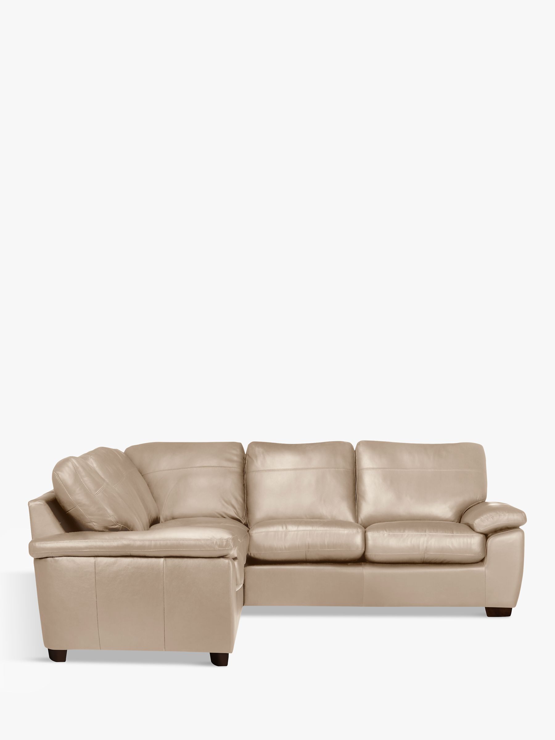 John Lewis Camden 5+ Seater Leather Corner Sofa, Dark Leg