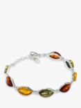 Be-Jewelled Marquise Baltic Amber Chain Bracelet, Silver/Multi