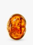 Be-Jewelled Oval Baltic Amber Adjustable Ring, Gold/Cognac