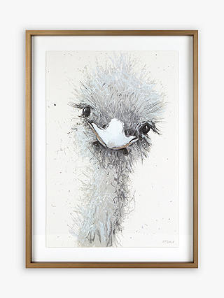 Adelene Fletcher - Mabel Ostrich Framed Print, 72 x 52cm, Grey/Multi