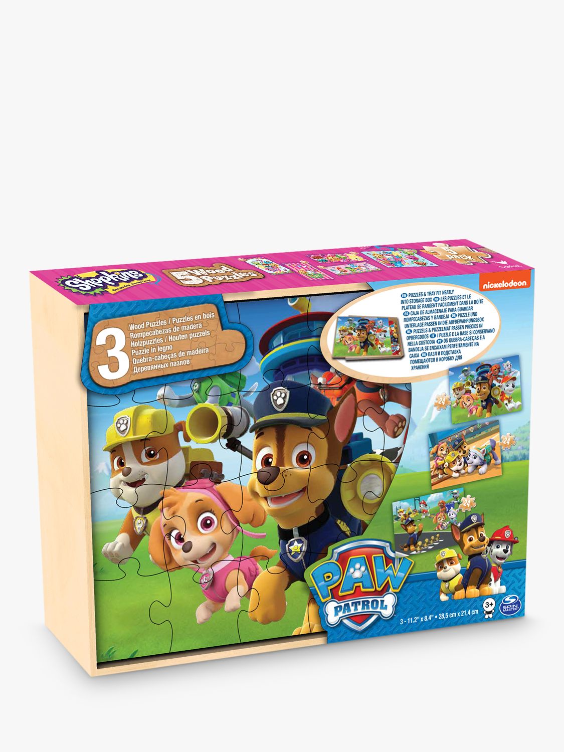 paw patrol wooden puzzle 3 pack